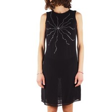 GIANNI VERSACE VERSUS Vintage Sheer Jewel Crystals Mesh Black Dress size IT 38