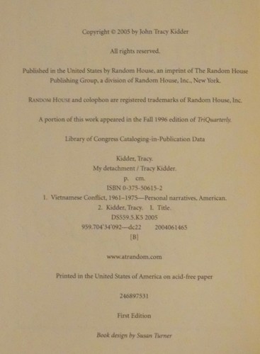 Kidder, Tracy. My Detachment. Signed, First Edition. - Picture 3 of 3