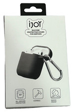 Silicone Protective Cover Case For Apple Airpods - iJoy Black - w/ Carabiner
