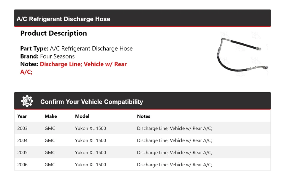 Mangueira de descarga de refrigerante 4 estações 2004 para 2003-2006 GMC Yukon XL 1500 A/C - Imagem 2 de 4