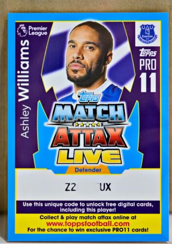 TOPPS PRO 11 MATCH ATTAX LIVE CODE COUPON ASHLEY WILLIAMS PL18-CIPR09