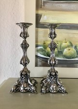 Antik 2x Leuchter Kandelaber 800 Silber Kerzenständer gegossen wundervoll barock