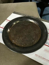 Vintage ONEIDA USA Silver Plate Round Serving Plater Dish Tray 15"D Tarnished