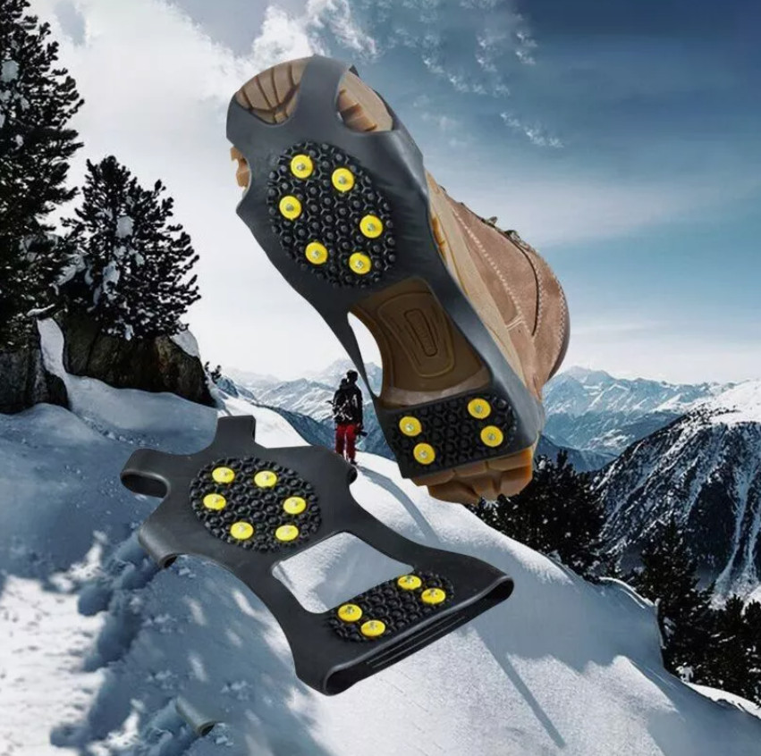 10Studs Ice Climbing Crampons Snow Grips Anti Slip Shoe Boot Cleats Spikes Sport