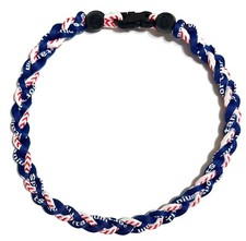 Boys Baseball 3 Rope Tornado Twist Necklace 18" 20" Blue Baseball Stitch Yankees