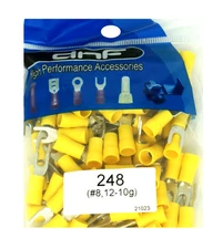 100 PACK 12-10 GAUGE 10/12 GAUGE AWG YELLOW SPADE ELECTRICAL TERMINALS #8