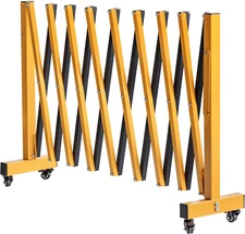 11FT Industrial Expandable Barricade Folding Security Gate with Wheels,Retractab