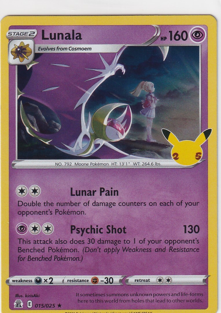 Pokemon TCG - Celebrations - Lunala 015/025 - Foil - Z2341 | eBay
