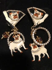 Lunch At The Ritz PAIR OF PUG LOOPS  clip Earrings!! NEW, NEVER WORN!