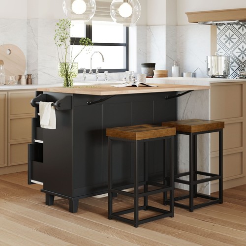 Farmhouse Kitchen Island with Folding Boards and Seating, eBay