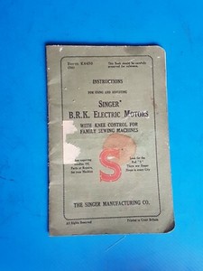 Singer Anleitung für B.R.K Elektromotoren mit Kniesteuerung Nähmaschinen