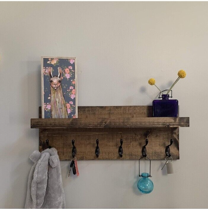 AMBIRD Coat Rack Wall Mount with Shelf in x i n x in and Hooks