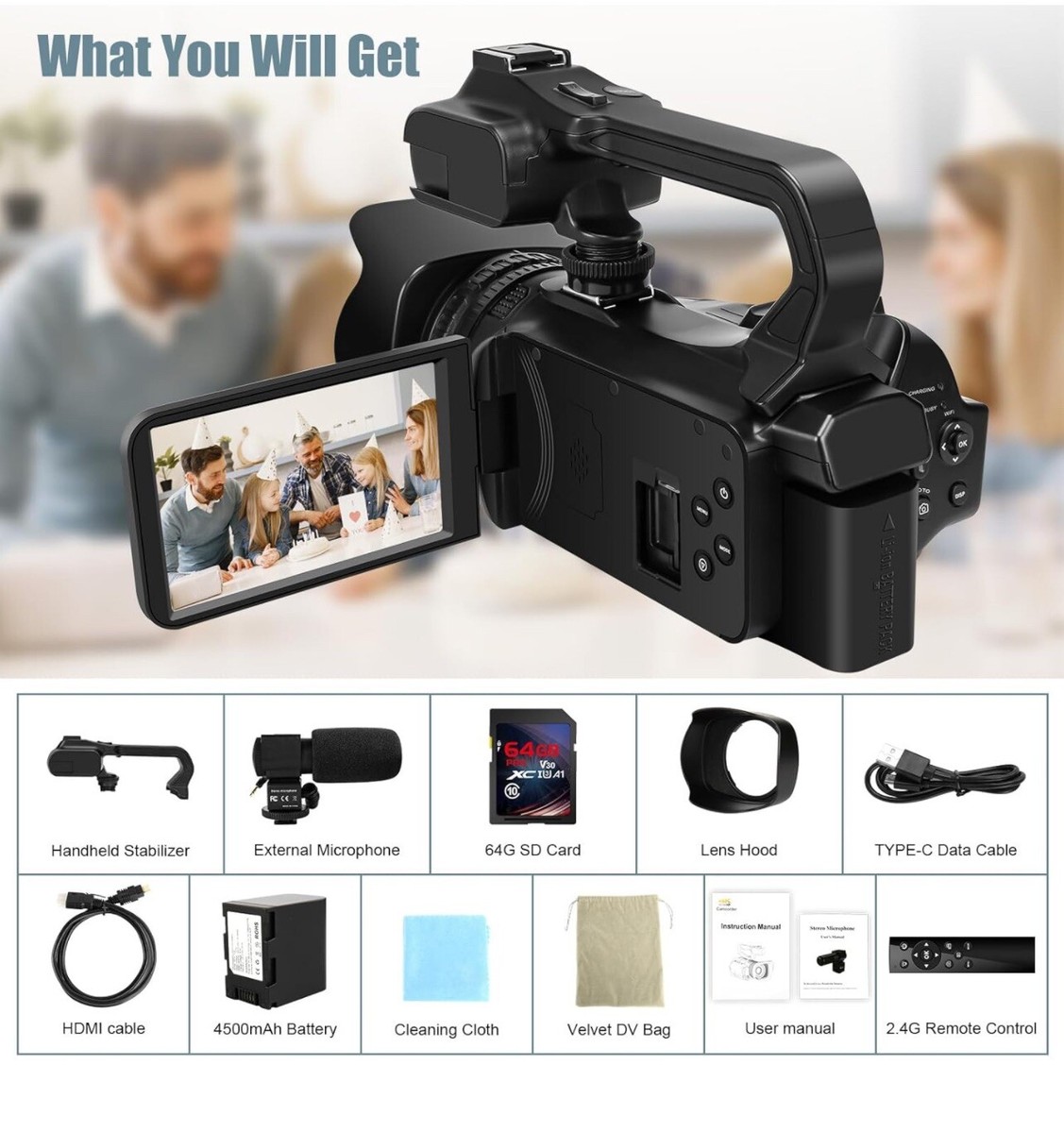 Aazon.co : CAWORLD 4K Video Caera Cacorder 42P YouTube Vlogging