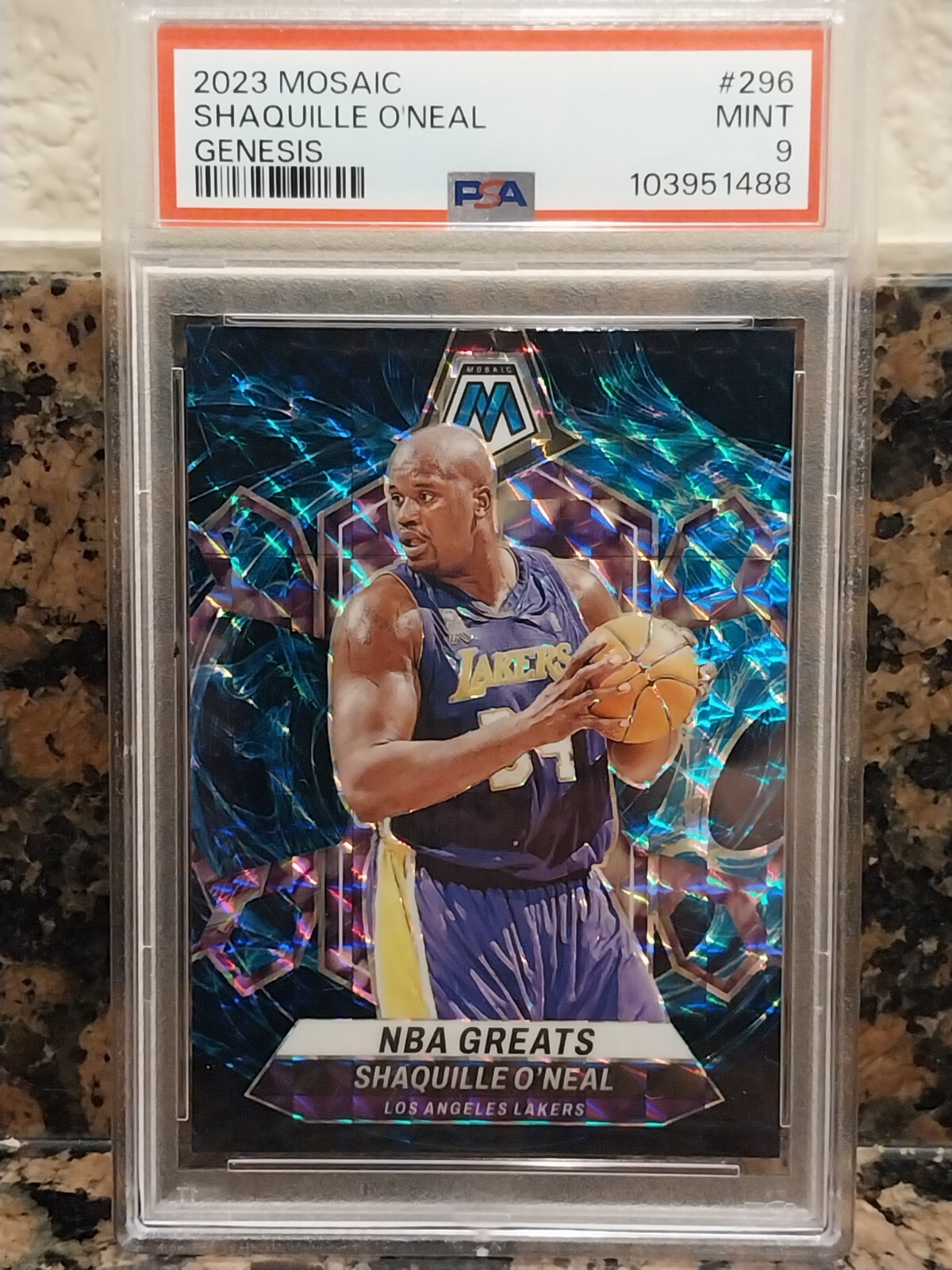 🔥NO RESERVE🔥 2023 HOF Mosaic NBA Greats Genesis #296 Shaquille O'Neal Lakers