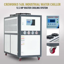 CREWORKS 8 Ton Air-cooled Industrial Water Chiller LCD Display W/ 140L Tank