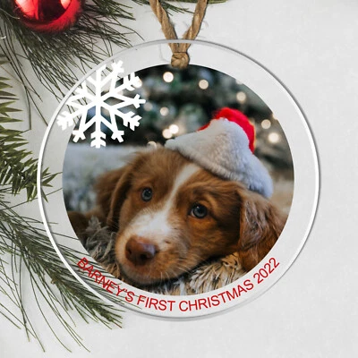PIXIE'S GIFTS Photo Pet First Christmas Decoration | Custom Dog Cat Tree Bauble Keepsake Gift