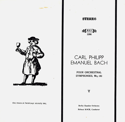 LP CARL PHILIPP EMANUEL BACH FOUR ORCHESTRAL SYMPHONIES BERLIN CHAMBER ORCH MHS