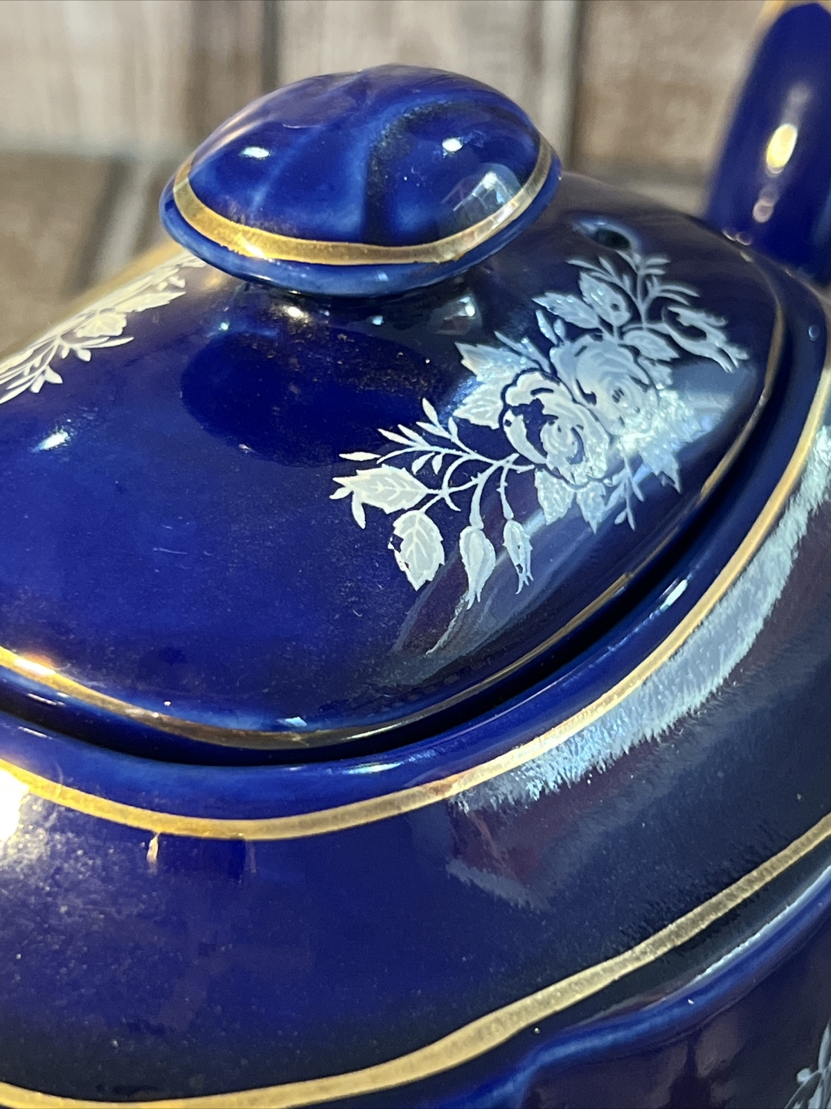 Antique Unique English Tea Pot Gold accents Made In England Maddon