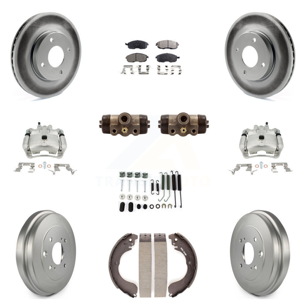 Front Rear Disc Brake Caliper Rotor Drum Ceramic Pad Shoes Cylinder Upgrade Kit