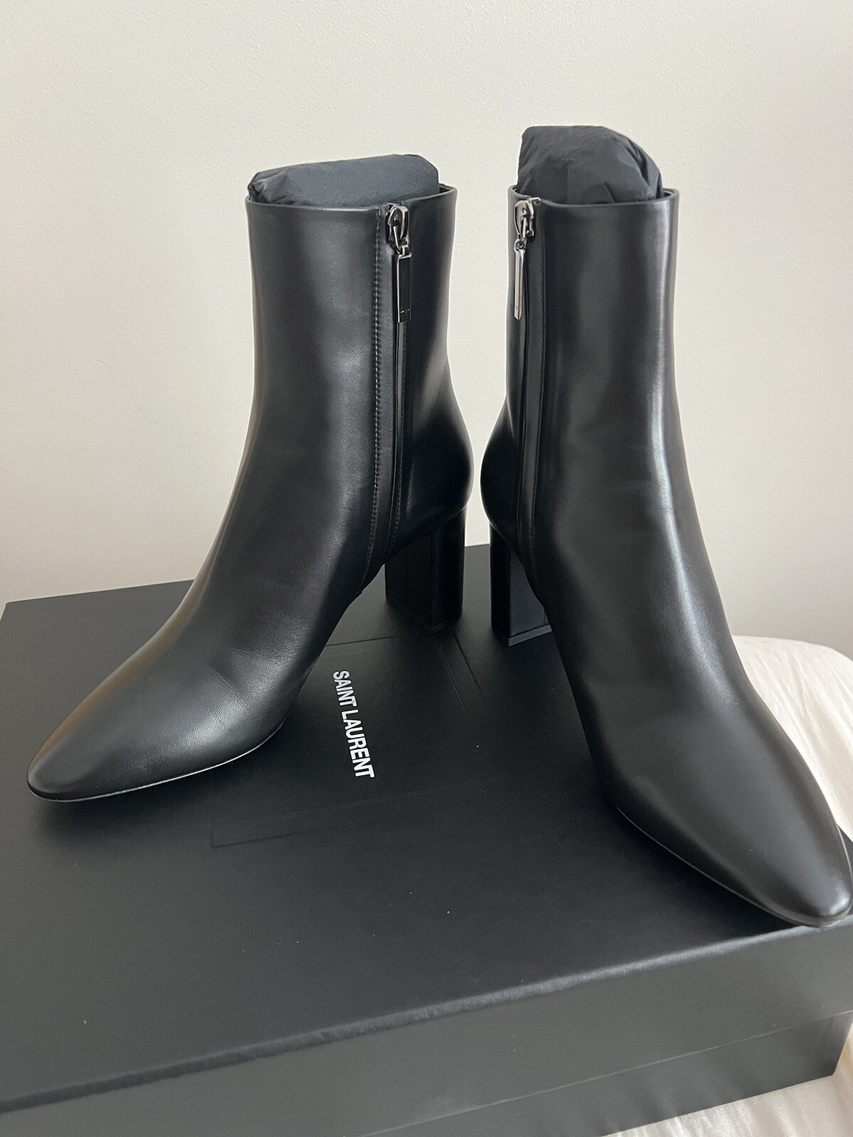 Stivali da donna Yves Saint Laurent (YSL) neri 9 USA nuovi 2 75 tacco a blocco