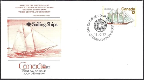?Canada  #745   "SAILING VESSELS"       Brand New  1977   Fleetwood Cover Issue