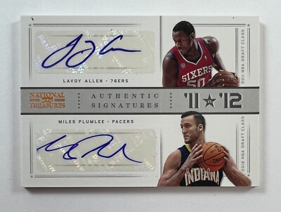 2012-13 Panini Nat'l Treasures #83 Lavoy Allen & Miles Plumlee Auto 7/99 BA18