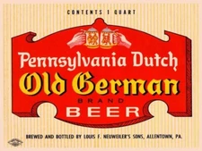 Old German Beer of Allentown, PA New Metal Sign: Lg. Size, 12x16" & Free Ship