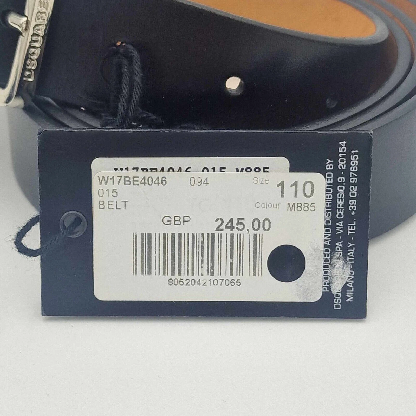 Cintura DSQUARED2 in pelle nera misura 110 cm 40" 44" D2 D quadrata 2 prezzo consigliato £ 245