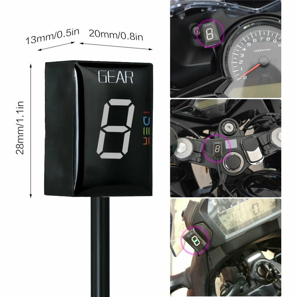 Indicador de engranajes LED rojo para Honda CBR600 CBR1100 VFR800 VTR1000 VT125C Foto 3 de 4