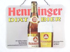 Zapfhahnschild Henninger Di&auml;t Bier Werbeschild Aluminium Schild original