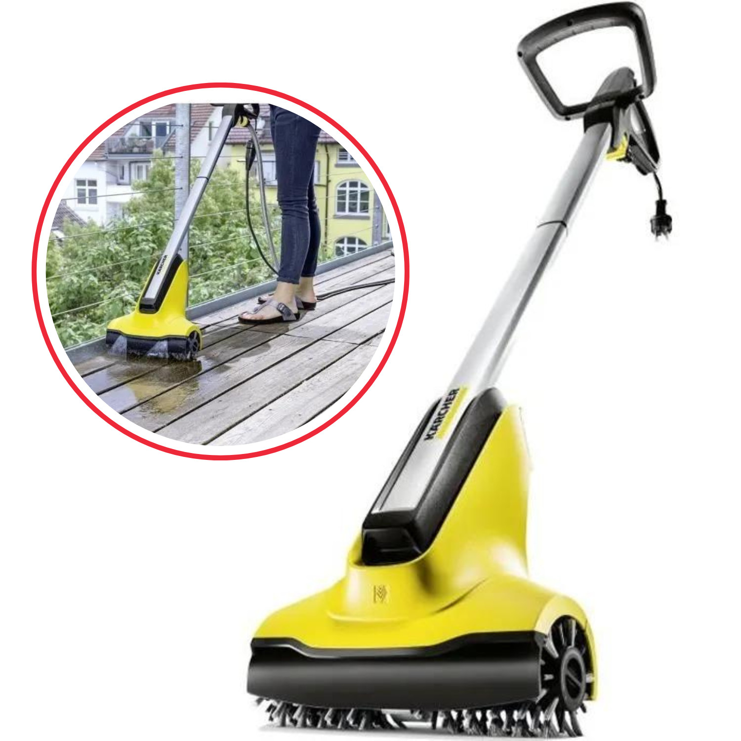 Nettoyage en profondeur sans effort pour terrasse bois avec brosse nylon