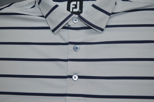 Footjoy Polo Shirt Mens XL Navy Blue/White Golf Performance Stretch Striped VCC - Bild 2 von 10