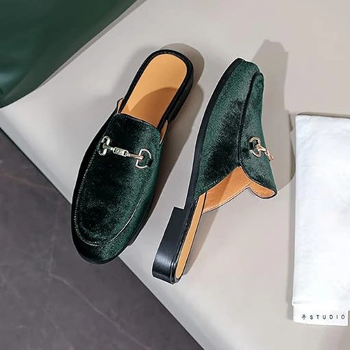Men's Shoes Velvet Gold Buckle Slip-On Casual Slippers Indoor Outdoor Sandals - Picture 2 of 23