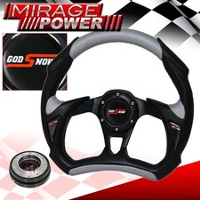 320mm Steering Wheel Pvc Leather Silver Black Slim Quick Release Godsnow Horn 320mm Steering Wheel Pvc Leather Silver Black Slim Quick Release Godsnow Horn