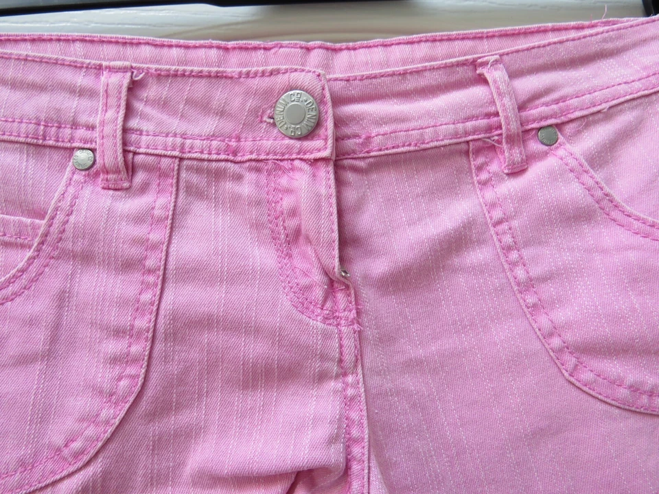 Denim Co Y2K Vintage Hot Pants Shorts Size 8 Pink Raw Edge Pockets Stretch Boho - Image 2 of 3