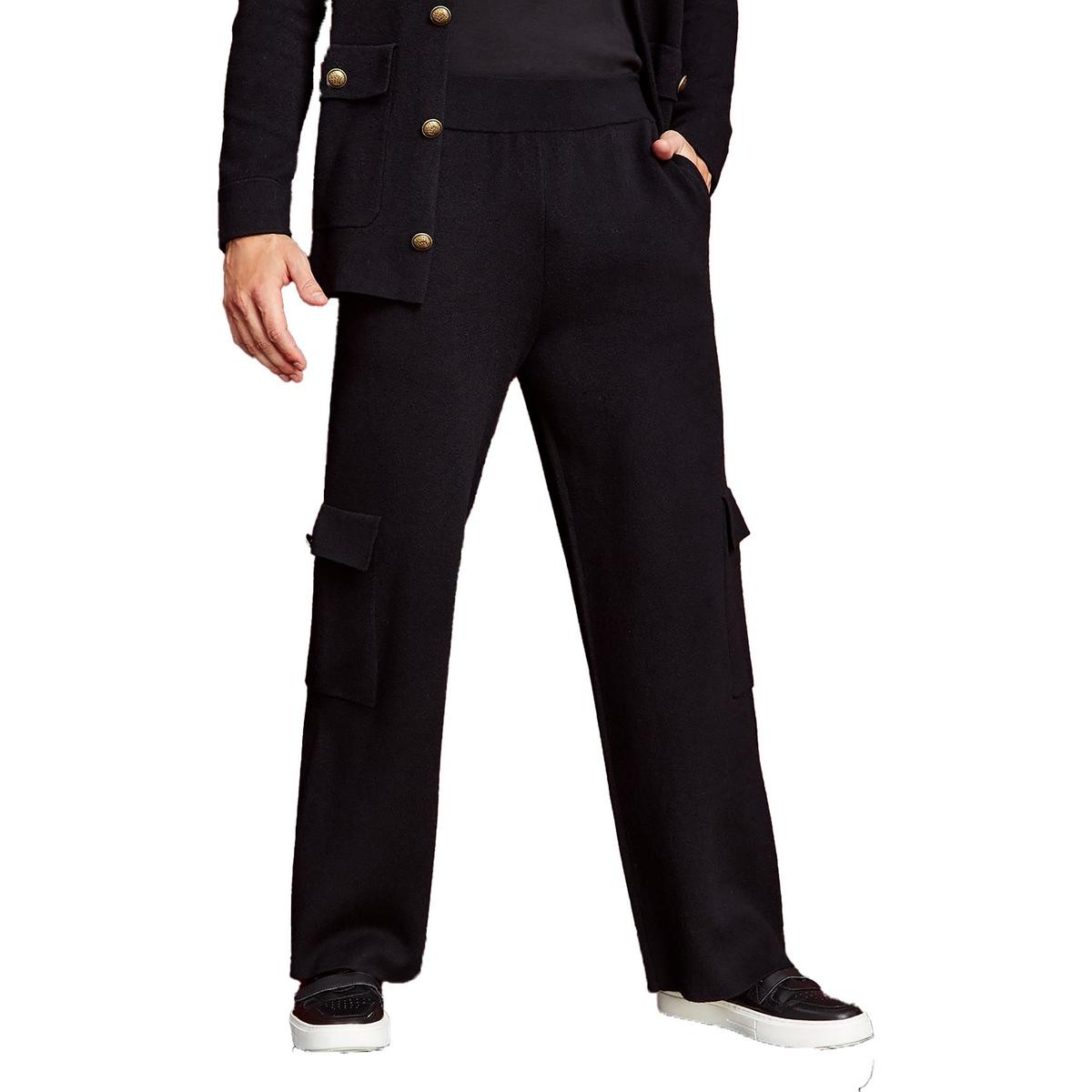 Мужские черные расклешенные брюки Royalty By Maluma из жаккардового трикотажа с высокой посадкой XXL BHFO 2070 3290₽