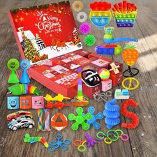 Reusable Christmas Countdown Calendar 2025 with 24 Fun Fidget Toys for Kids
