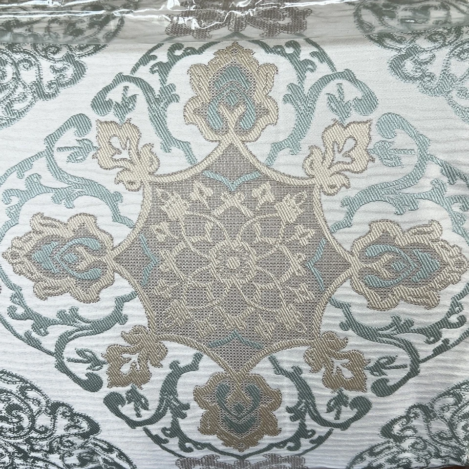 3 Piece Set Waterford Crystal Linens JONET Queen Comforter Aqua Taupe Jacquard - Image 2 of 4