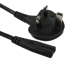 2m UK Plug to C7 Mains Lead Power Cable Figure Eight 8 TV Games Console