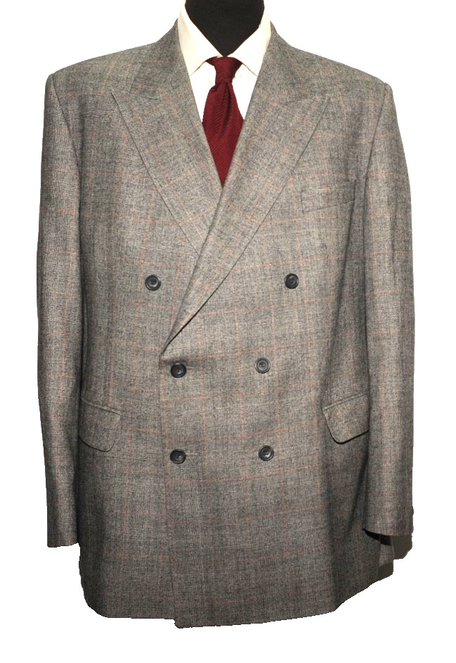 GREAT DAKS JERMYN STREET DOUBLE BREASTED PRINCE OF WALES SUIT  44''R W 40 GREY image 6