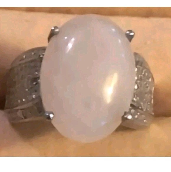 Vintage Stainless Steel Pink Quartz Ring