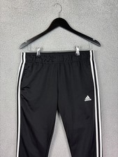 Adidas Track Pants Youth Medium Black Primegreen 3 Stripe Joggers Soccer Gym Men