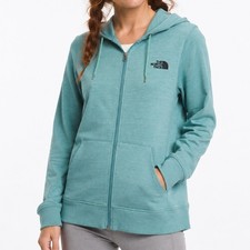 THE NORTH FACE Full Zip Hoodie Women Large Teal Textured Lightweight Outdoorsy