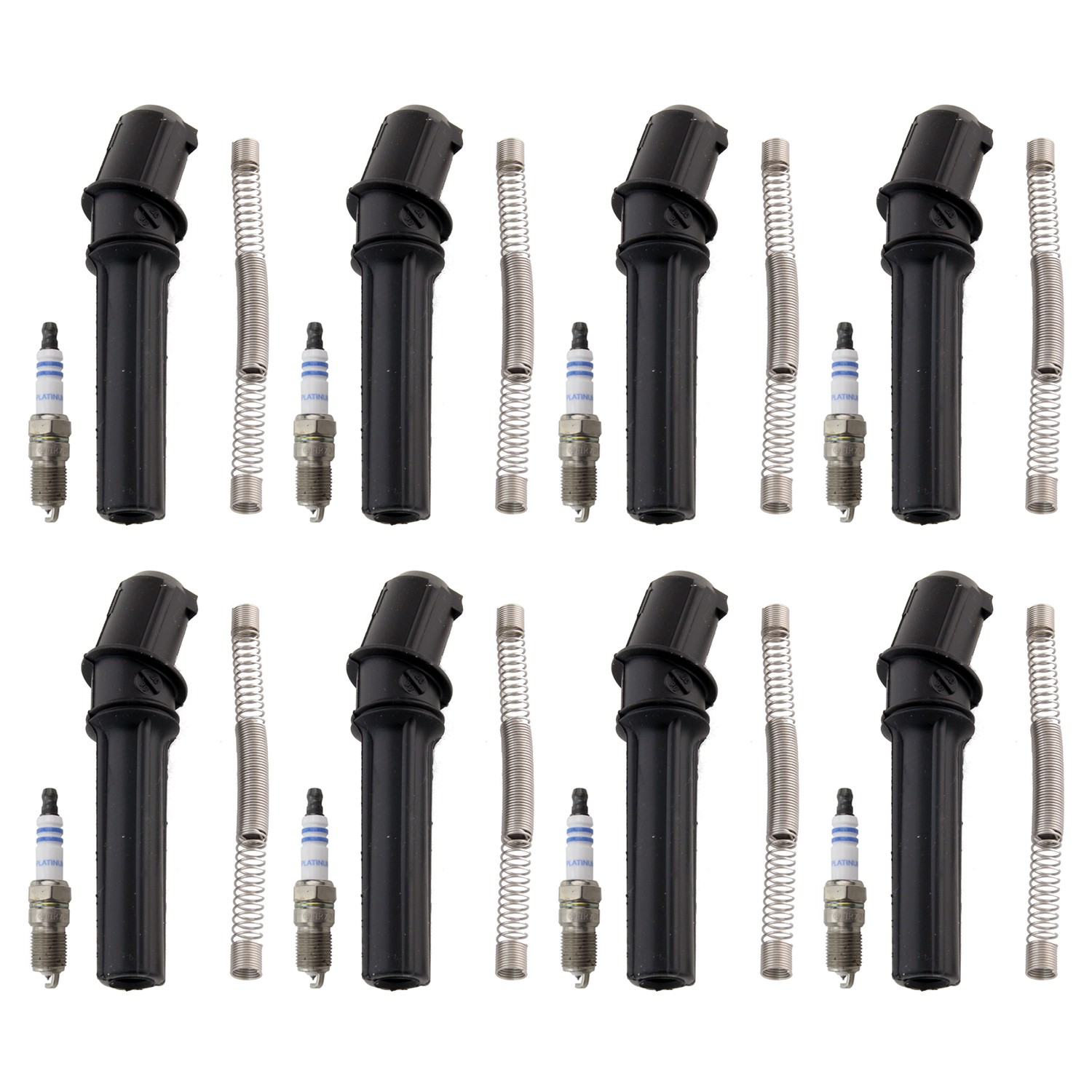 Bosch 8 Platinum Spark Plugs  NGK Coil Boots Kit for Ford E-150 E-250 4.6L V8