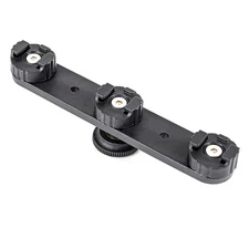 3 in 1 Aluminum Camera Triple Hot Shoe Mount Adapter Bracket Holder Support