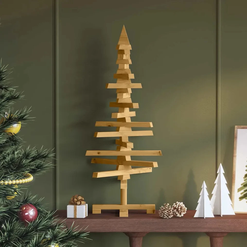 Wooden Christmas Tree, Wooden Christmas Trees, Albero Di Natale In Legno vidaXL - Immagine 3 di 4