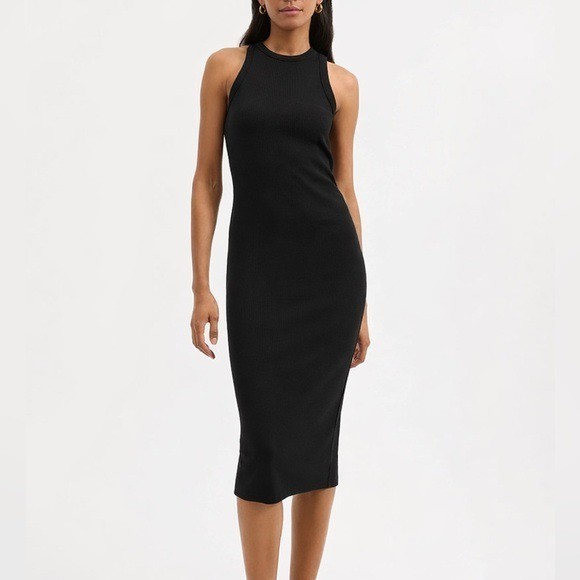 Veronica Beard Black Ribbed Jordyn Midi Dress Small