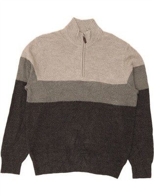 Dockers Herren Zip Neck Pullover Sweater Medium Grey Colourblock Acrylic CX09