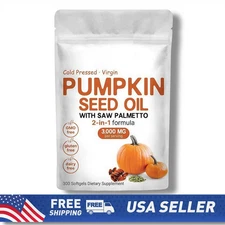 Pumpkin Seed Oil Saw Palmetto 3000mg 300 Softgels Bladder Health, Immune Support