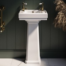 450mm Traditional Full Pedestal Cloakroom Basin with 2 Tap  BUN/RIPPRSFPED/93572